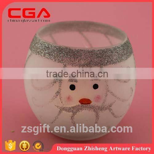 Round glass candle stand,painting glass candle holder for home decorations