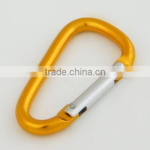 Red aluminum carabiner spring snap hook D type with nut