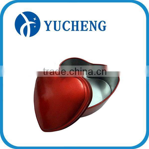 Chinese beautiful red heart shape gift candy metal craft tin box