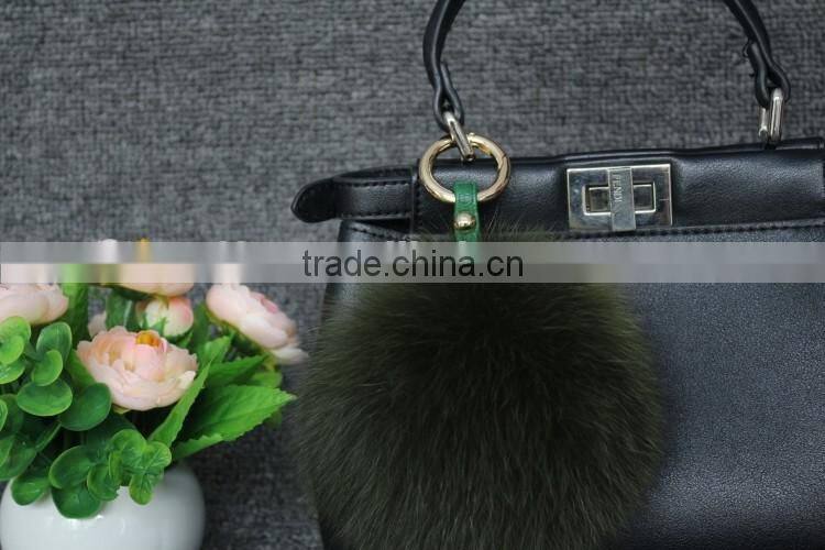 Fashion Charm Genuine fox Fur pom pom for keychain/ handbag pendant/ leather keyring
