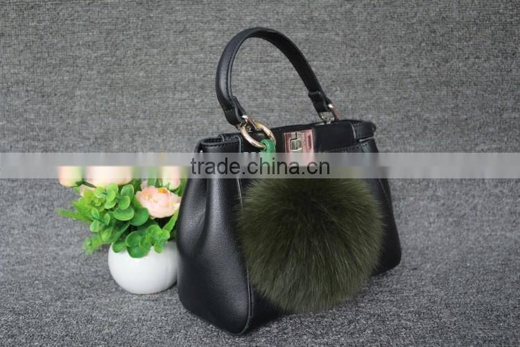 Fashion Charm Genuine fox Fur pom pom for keychain/ handbag pendant/ leather keyring