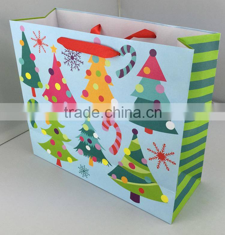 Christmas Gift Bag with Red satin Ribbon Paper Gift BAG set