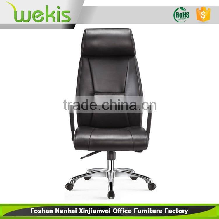 2016 High back comfortable genuine leather executive office chair with chrome armrest