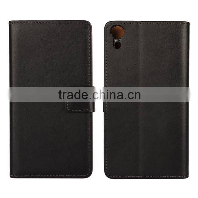 Plain Wallet Genuine Leather Case Cover For Sony Xperia Z4