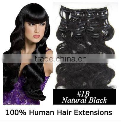 1B color virgin brazilian hair remy hair extensions clip in hair extension