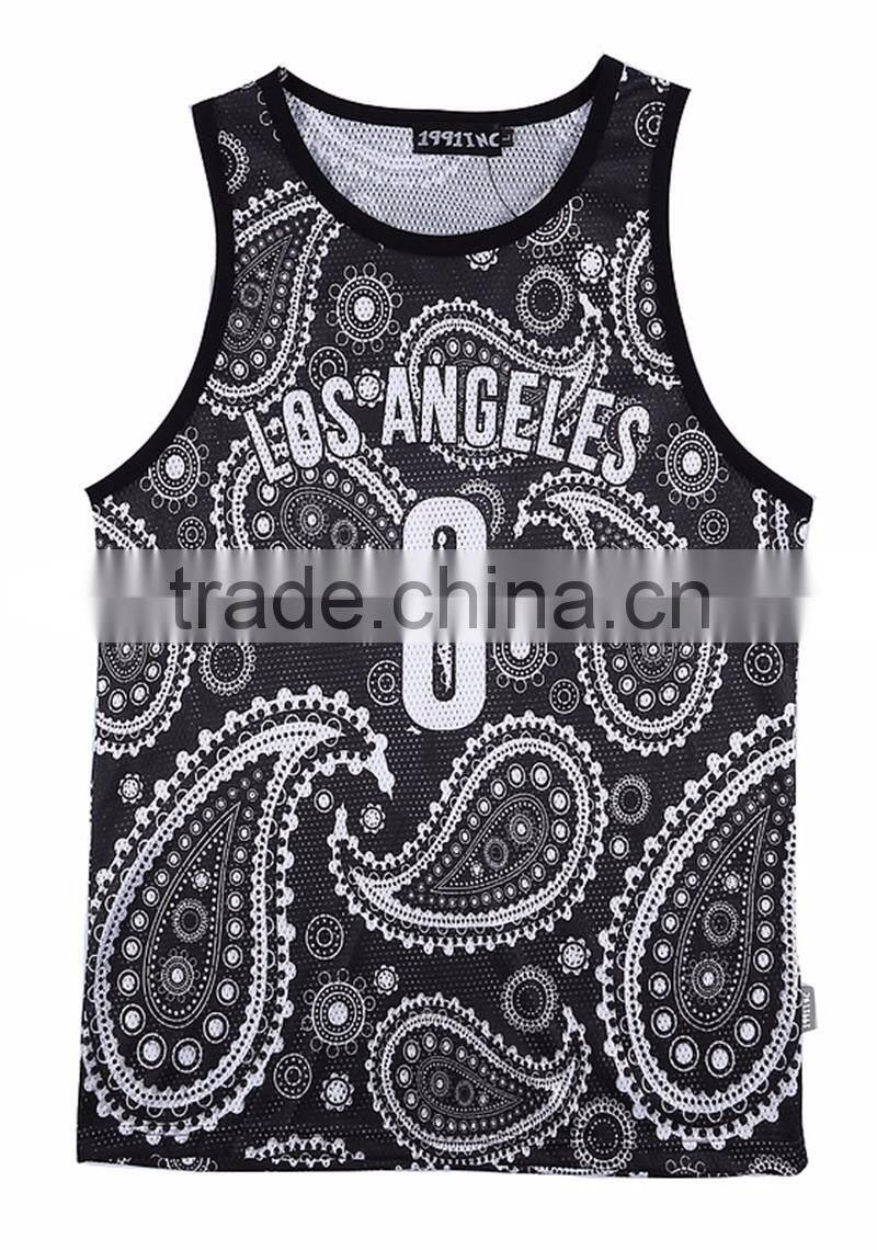 Wholesale 100% cotton custom printed mens vest