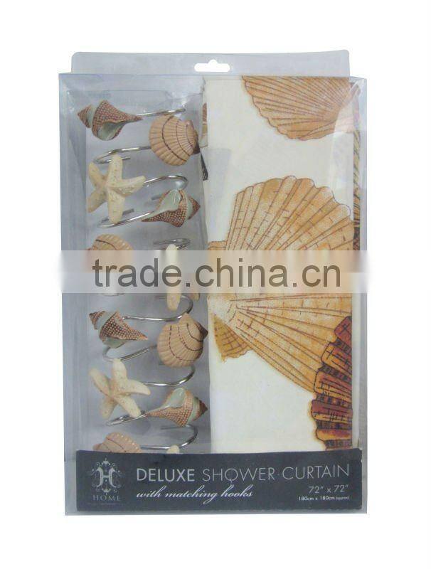 shell design shower curtain, hot sell in the usa