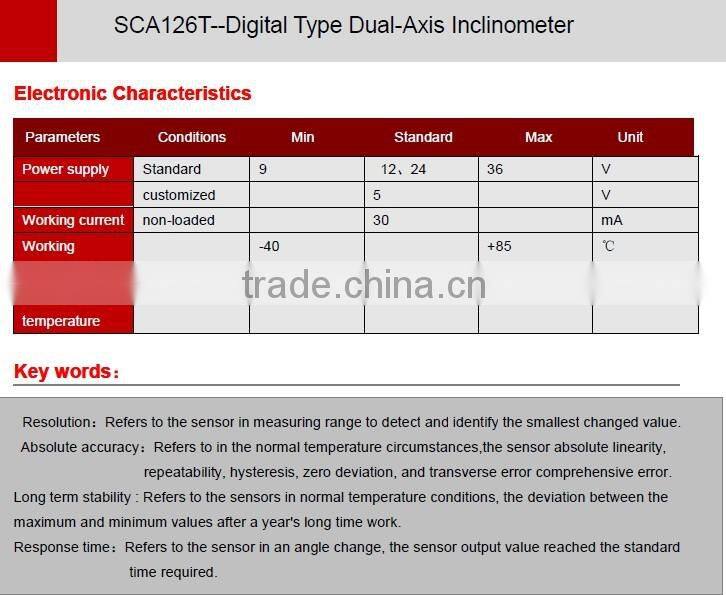 SCA126T Standard Industrial Digital Tilt Meter In Dual axis Factory Supplying