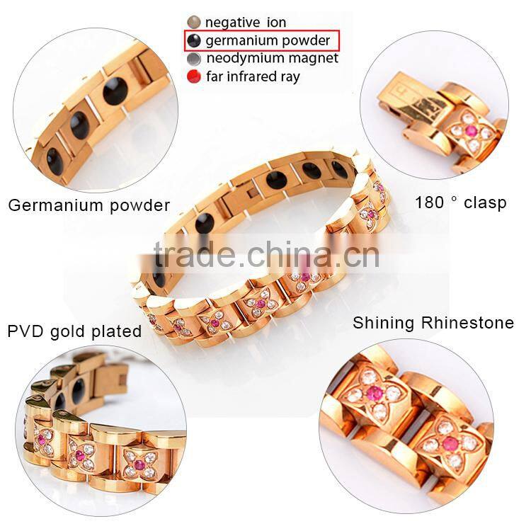Health Care Stainless Steel Bio Magnet Energy Germanium Titanium Bracelet For Sale 2016
