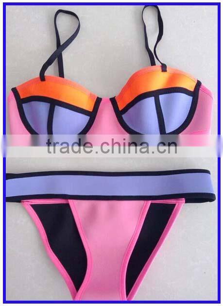 Sexy high waist bikini one piece japanese girls shiny sewing swimsuit