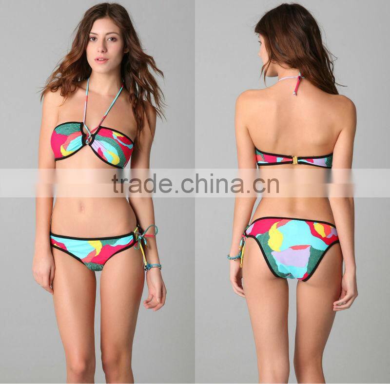 Classic black and white swimwear,retro large geometric pattern stitching sex photo/india sex photo