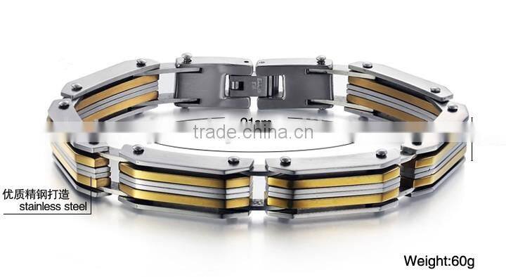 KSTONE 2015 Fashion Stainless Steel Inlay Gold Men's Cool Bracelets