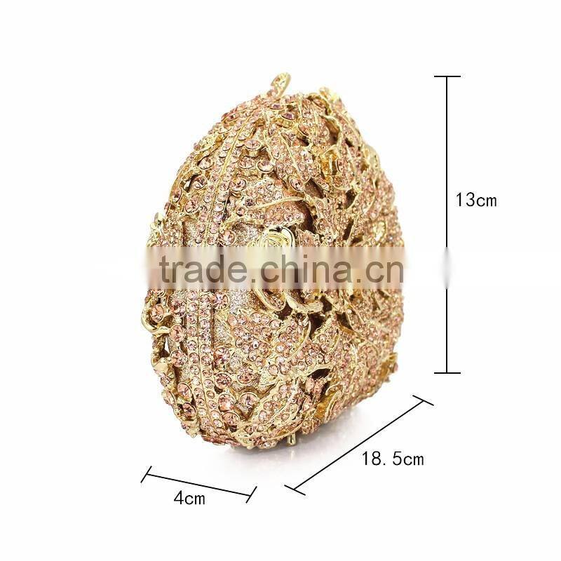2016 Newest latest india Rhinestone Crystal gold rose pattern party wear clutch gem purse (88162A-C)