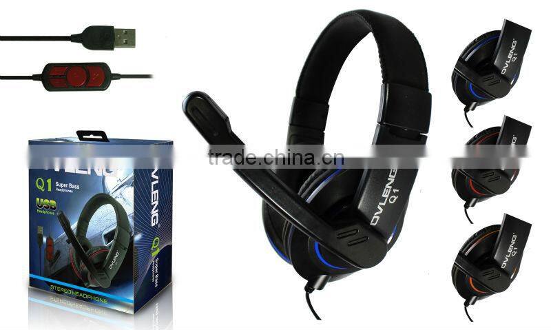 USB Headphones with detachable Mic and volume control