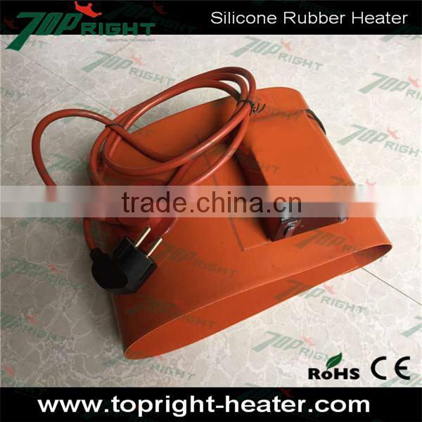 Flexible Spring Fixed Silicone Rubber Oil Tank Blanket Heater with Veclro and plug