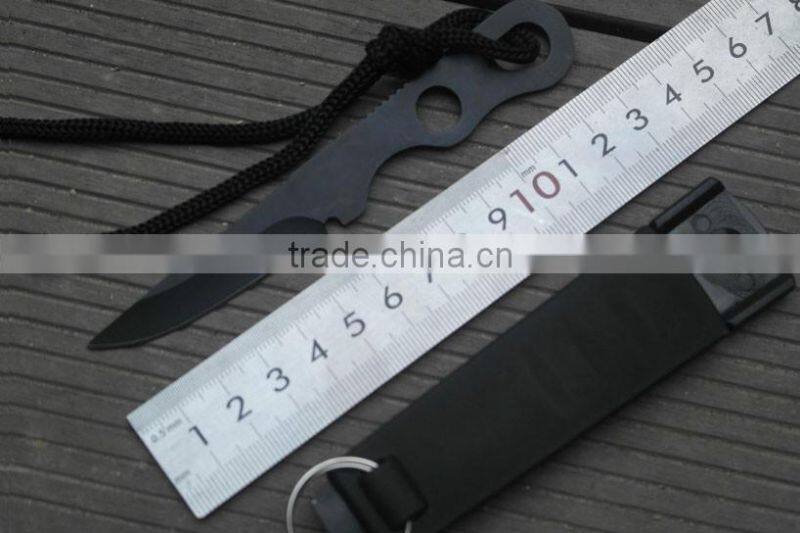 OEM outdoor multifunctional fixed blade knife with whistle