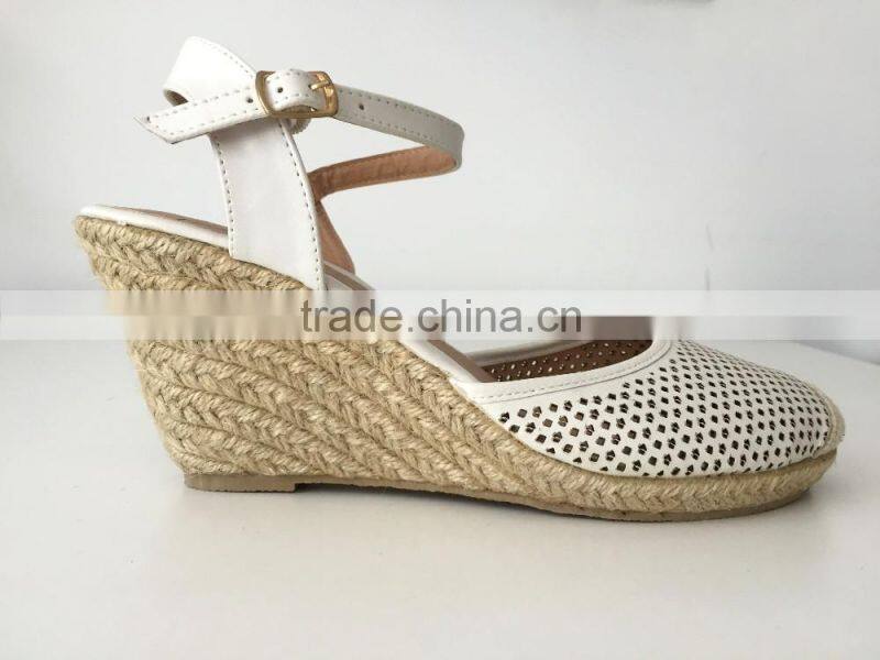 new style fashion shoe punched white pu upper platform high heel lady women sandals espadrilles shoes footwear