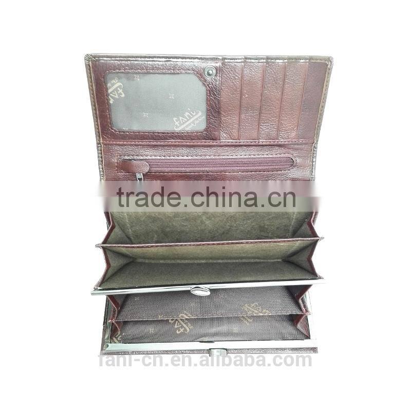 High clearly crocodile shape embossing with plain line deisng leather purses and wallets for women