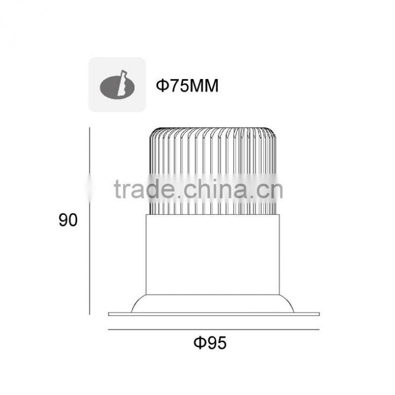 Bridgelux COB Recessed 8watts Matt White 8w Led Downlight TEC002C8WS