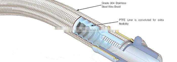 large diameter machine flexible metal braided ptfe hose