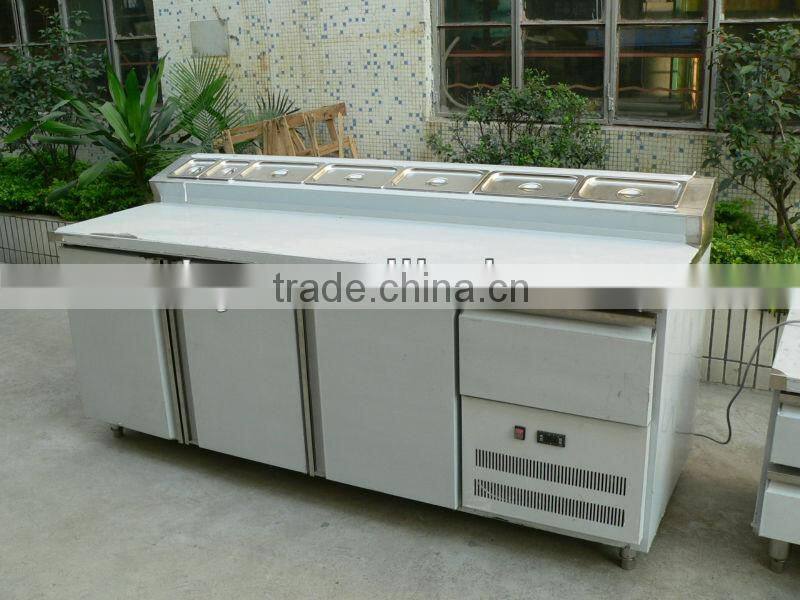 Stainless steel kitchen bench fridge