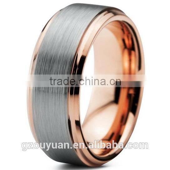 8MM Rose Gold Tungsten Carbide Ring, Brushed Two Tone Tungsten Carbide Ring, Hot Sale Tungsten Ring