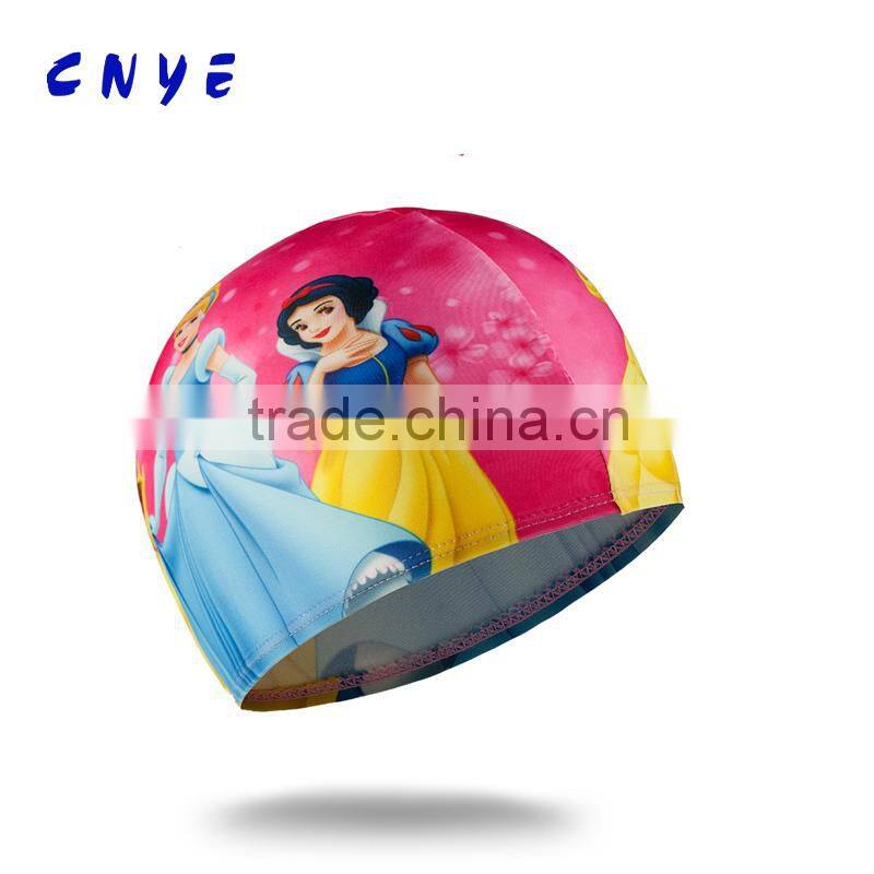 CNYE High quality kids lycra nylon spandex swimming cap,New promotional silicone kids swim cap