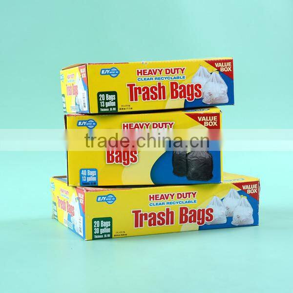 HDPE drawstring black plastic trash bag garbage bag