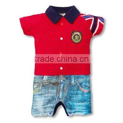 High Quality Children Jumpsuit Short Sleeve Imitation Cowboy Gentleman Rompers Toddle Kid Summer Baby Rompers Baby Clothing