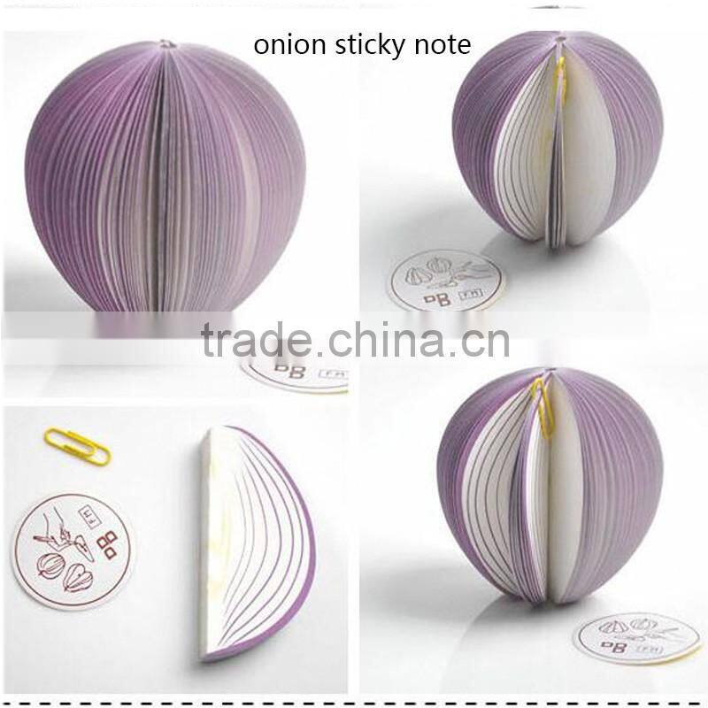 Many vegetables custom shape cute mini onion shape sticky notes as promotional gift for girls