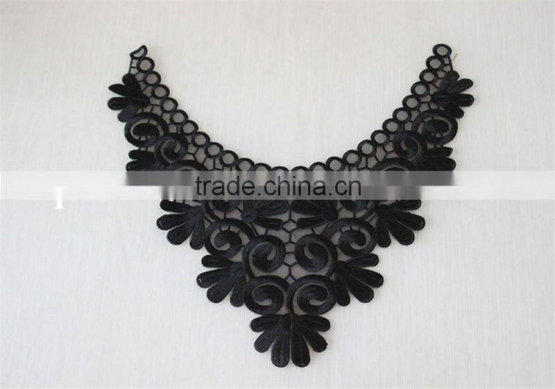 fashion neckline design embroidery guipure lace collar black applique