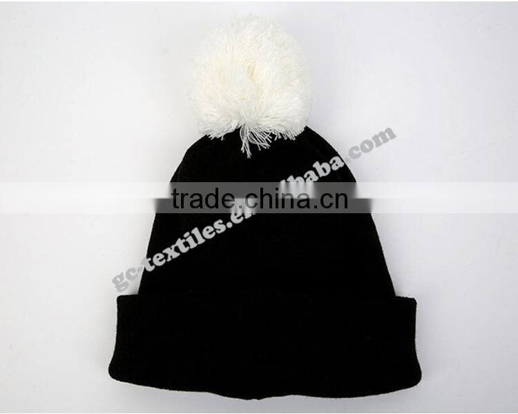 new product china manufacturer OEM CUSTOM LOGO winter fur pompons women fashion acrylic beanie hat and cap