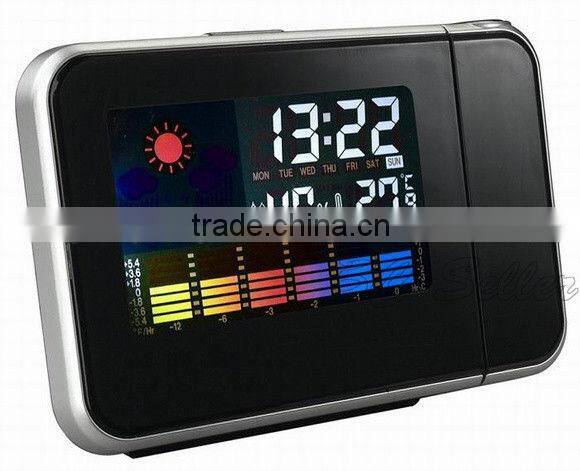 digital LCD weather projection alarm clock with colorful backlight