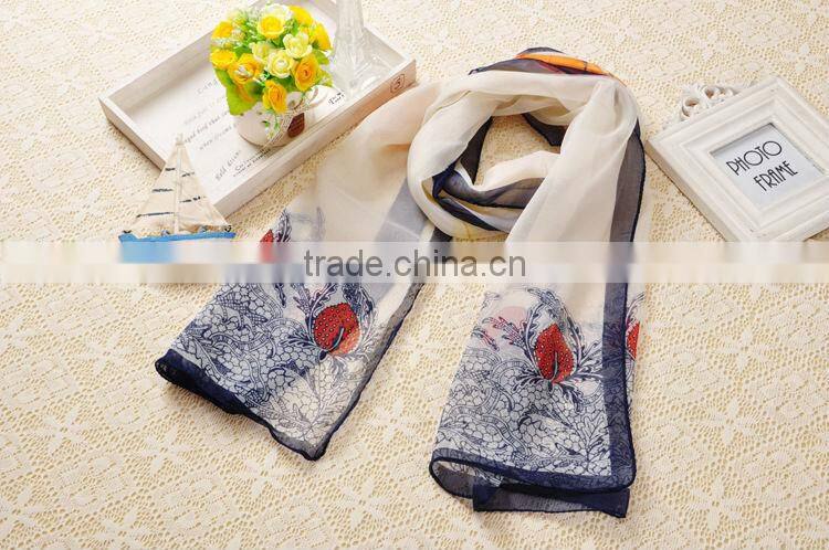 Spring Summer New Women's Georgette Chiffon Flower Printed Scarf Wraps Shawl Stole Soft