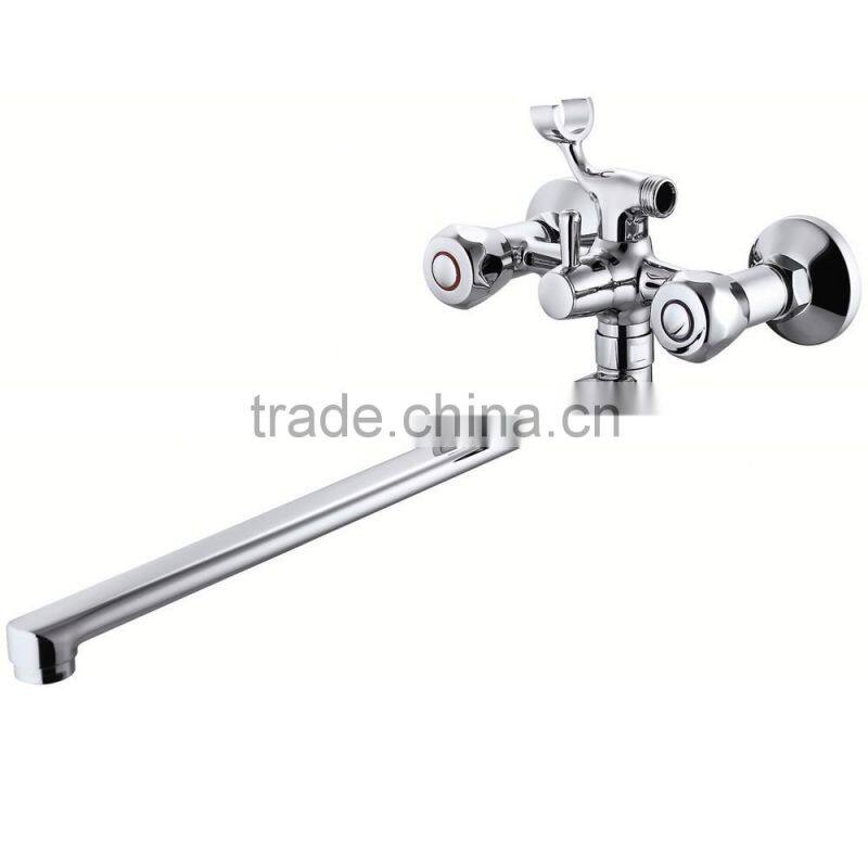 Wall Mounted Two Handles Bathtub Faucets For Bathroom With Long Spout