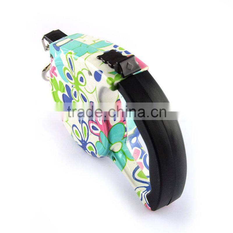 Colorful Stripes Pattern Retractable Pet Dog Leash Strap with Control Button
