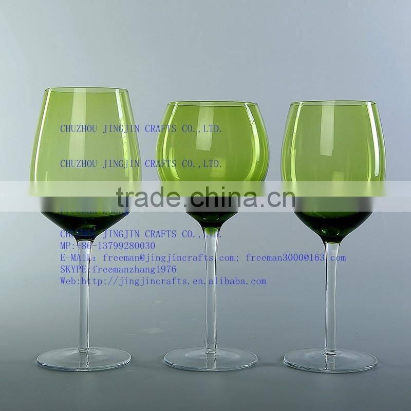 2017 China traditional made overlay etched pink wine glass