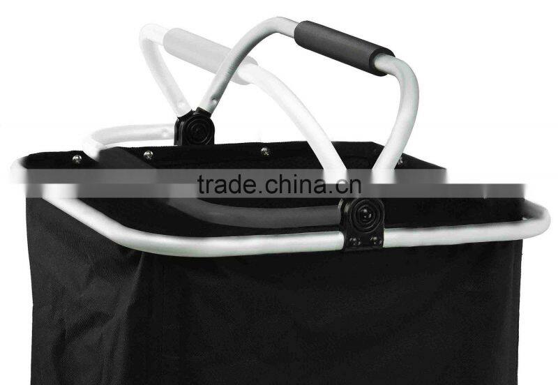 Collapsible Laundry Hamper - Black Foldable Clothes Basket with Handle