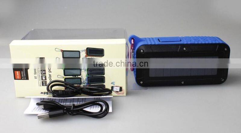 Factory Direct Outdoor Hook Style Waterproof Solar Recharheable Wireless Bluetooth Speaker