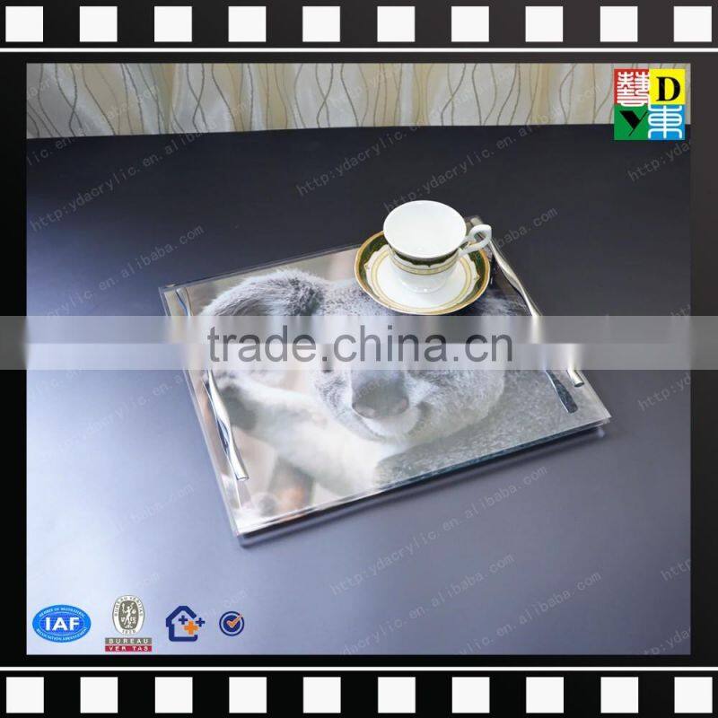 Custom print acrylic lucite tray PMMA plastic hotel kettle tray wholesale crystal glass fruit tray from china manufacturer