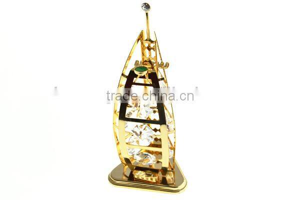 Gold Plated Decorative Sailing Ship with crystals from swarovski