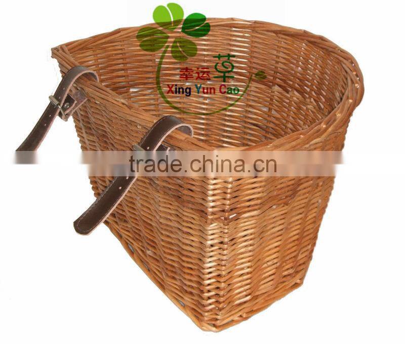 half-round willow wicker Pet bicycle basket
