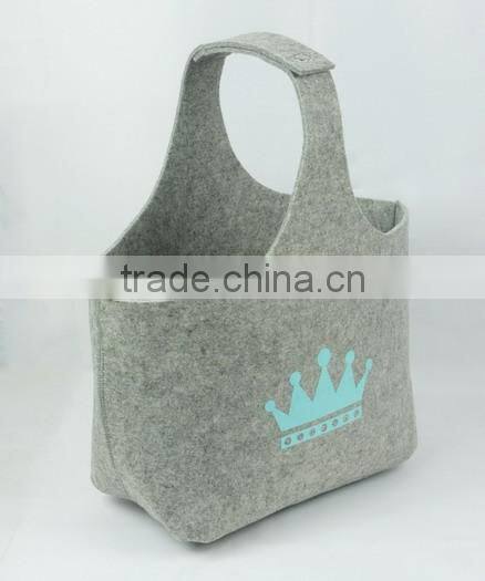 Portable Grey Felt Shopping Storage Basket