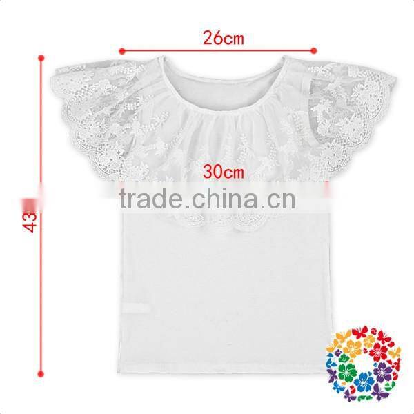 Latest Designs Baby Clothes Big Lace Fringe Baby Tank Top Shirts Wholesale Plain White Cotton Lace Tops Girls Kids