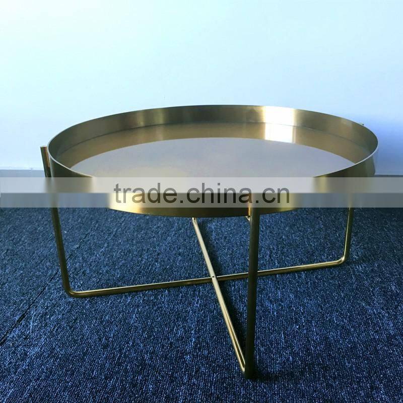 New Product Hotel Articles Metal brass brush Stainless Steel coffee Table