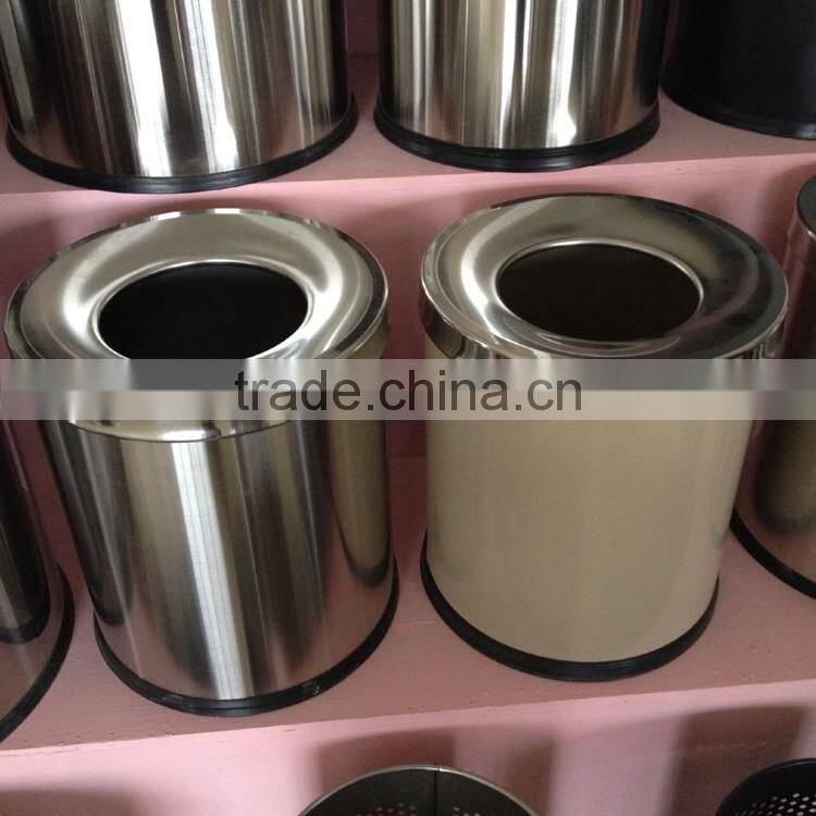 Standard size for indoor dustbin stainless steel funnal top room trash bin in Alibaba