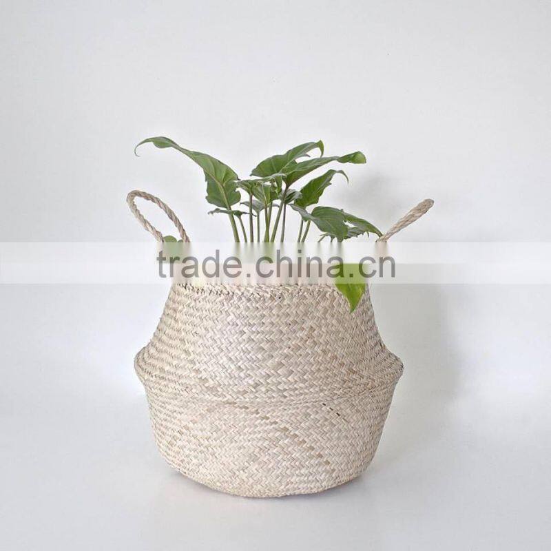 Natural belly seagrass basket / planter for home decoration