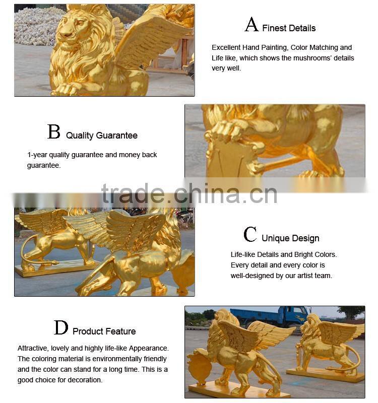 outdoor garden decoration resin craft fiberglass lion statue