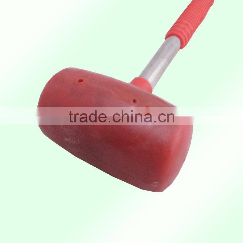 H3007 Red rubber mallet hammer with steel handle