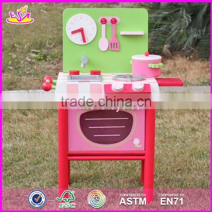 2017 new design mini pink wooden girls play kitchen W10C269